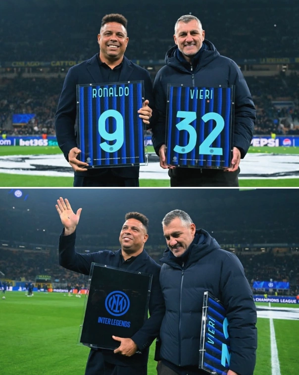 Ronaldo Nazario và Christian Vieri trước trận Inter Milan thua Bodo/Glimt 1-2 ở lượt về vòng play-off Champions League trên sân San Siro, Milan, Italy tối 24/2. Ronaldo Nazario và Christian Vieri tại San Siro