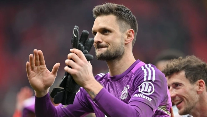Thủ môn Sven Ulreich được bầu là Cầu thủ hay nhất trận hòa 1-1 giữa Bayern và Leverkusen trên sân Bay Arena, thành phố Leverkusen, Đức ngày 14/3/2026. Thủ môn Sven Ulreich thi đấu xuất sắc trận Bayern vs Leverkusen
