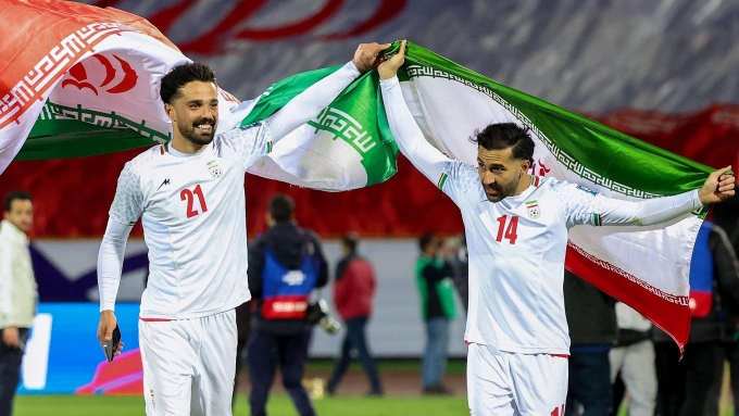 Các tuyển thủ Iran mừng chiến thắng ở vòng loại World Cup 2026 khu vực châu Á. Ảnh: AFP