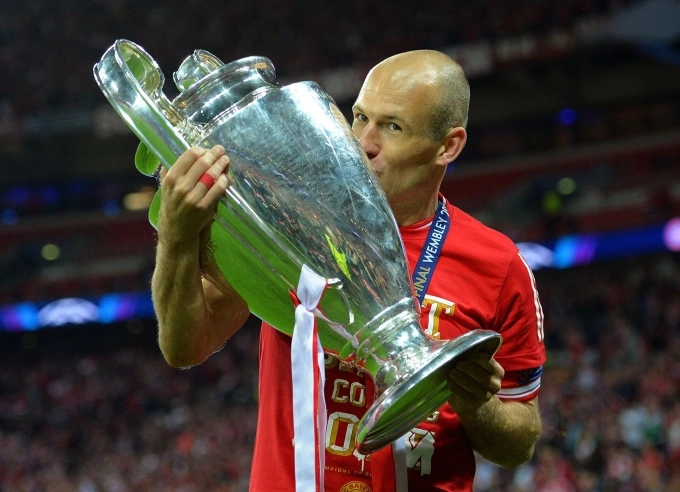 Arjen Robben mừng chức vô địch Champions League năm 2013. Ảnh: UEFA Arjen Robben ăn mừng chức vô địch Champions League năm 2013