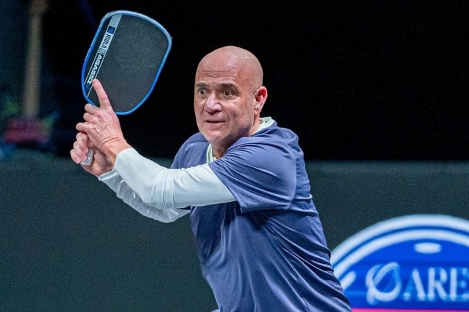 Cựu tay vợt Agassi trong sự kiện Pickleball Slam thứ tư, được tổ chức ở Florida, Mỹ hôm 16/4. Agassi tại Pickleball Slam