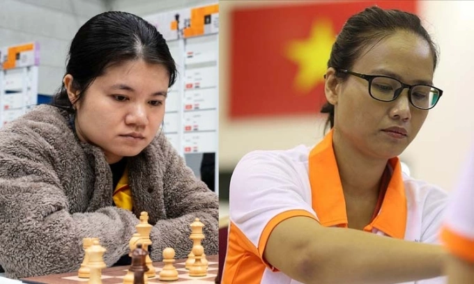 Phạm Lê Thảo Nguyên (trái) và Lương Phương Hạnh (phải). Ảnh: FIDE