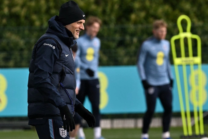 HLV Thomas Tuchel trong buổi tập của tuyển Anh tại trung tâm huấn luyện Tottenham ở Enfield, phía bắc London, ngày 30/3/2026, trước trận giao hữu gặp Nhật Bản. HLV Thomas Tuchel trong buổi tập chuẩn bị World Cup 2026