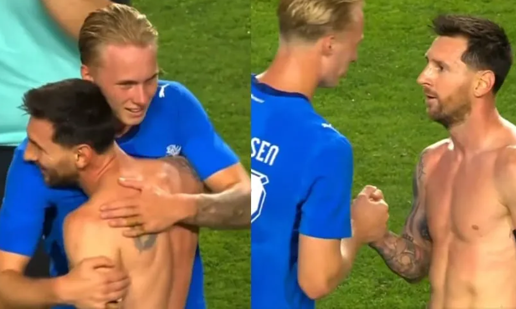 Messi ngỡ ngàng khi gặp con trai đồng đội cũ