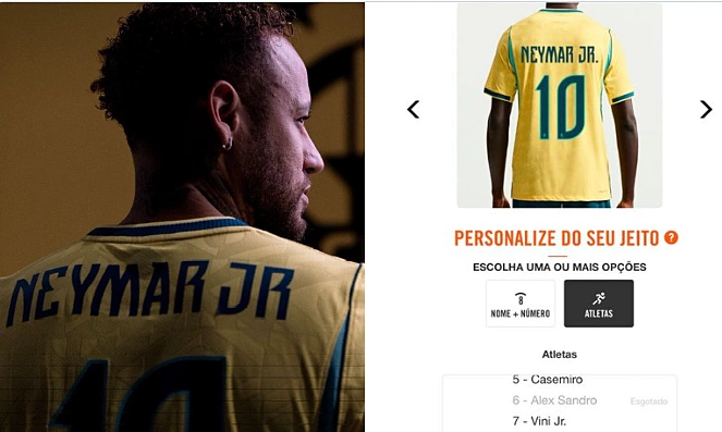 Áo tuyển Brazil in tên Neymar gây tranh cãi vì một dấu chấm