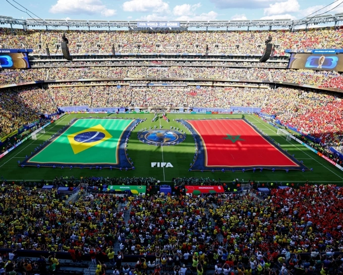 Bầu không khí trước thềm trận Brazil gặp Morocco, trên sân MetLife, Đông Rutherford, New Jersey, Mỹ hôm 13/6 Bầu không khí trận Brazil vs Morocco