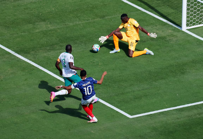 Kylian Mbappe ghi bàn mở tỷ số trong trận Pháp – Senegal vòng bảng World Cup 2026 trên sân MetLife, New Jersey, Mỹ ngày 16/6/2026. Ảnh: Reuters