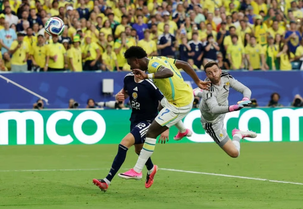 Vinicius head double lead Brazil win Scotland 3-0 matchday 3 Group C World Cup 2026 Hard Rock Stadium, Miami Gardens, Florida, US June 24, 2026. Photo: Reuters