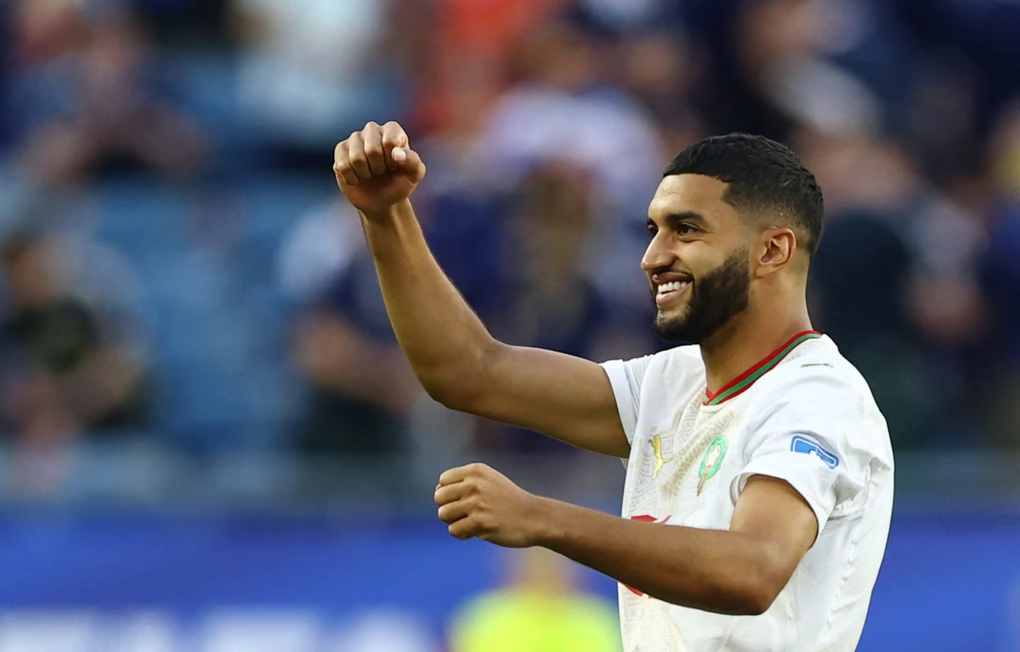 Ismael Saibari ăn mừng sau trận Scotland – Morocco ở vòng bảng World Cup 2026 trên sân Boston, Foxborough, Massachusetts, Mỹ ngày 19/6/2026. Ảnh: Reuters