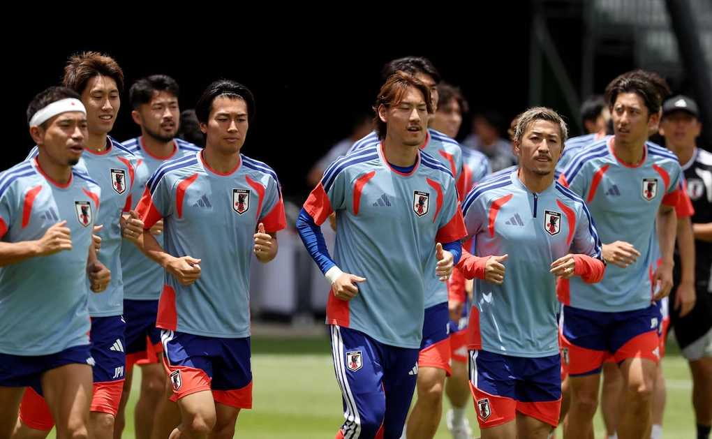 Các cầu thủ Nhật Bản tập luyện trên sân Houston Dash & Dynamo, Houston, Texas, Mỹ ngày 28/6/2026. Ảnh: Reuters