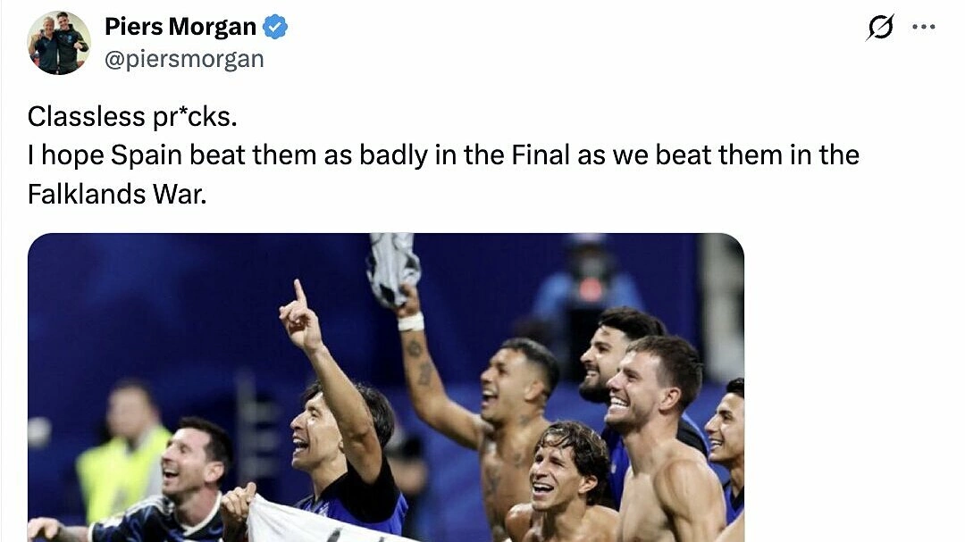 Piers Morgan: 'Mong Argentina thua như ở cuộc chiến Falklands'