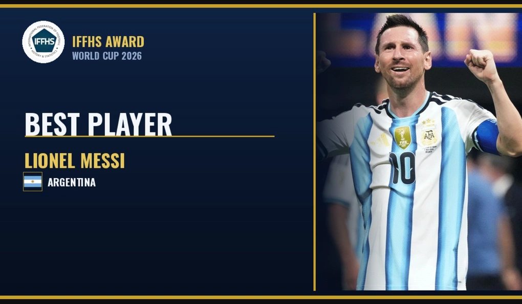 Liên đoàn Thống kê và Lịch sử Bóng đá Quốc tế (IFFHS) bình chọn Lionel Messi là cầu thủ hay nhất World Cup 2026. Liên đoàn Thống kê và Lịch sử Bóng đá Quốc tế (IFFHS) bình chọn Lionel Messi là cầu thủ hay nhất World Cup 2026.