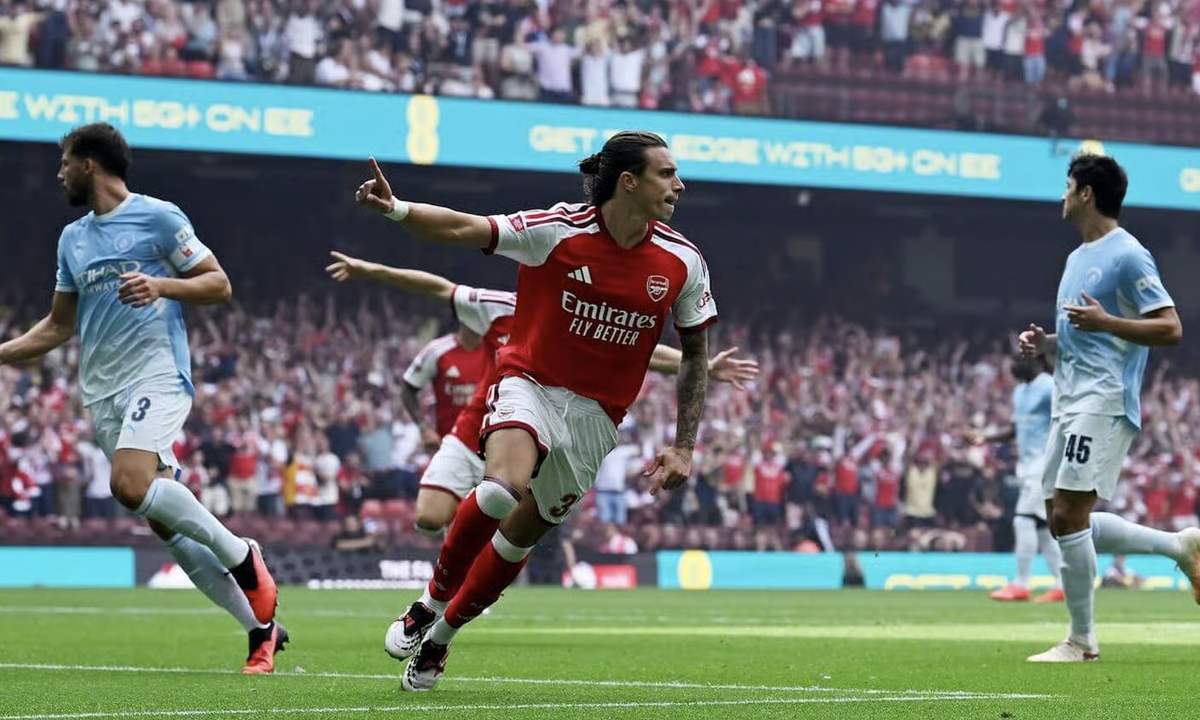Arsenal 1-0 Man City (H1): Calafiori mở tỷ số ngay giây 24