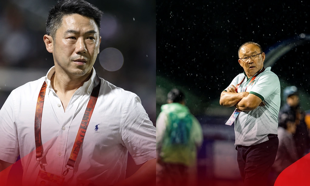 Chủ tịch Ratchaburi FC Thanawat Nitikarnjana và HLV Kanchanaburi FC Park Hang-seo (phải). Ảnh: Siam Sport